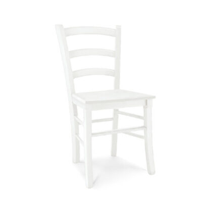 Coppia sedie, arte povera, in legno massello con rifinitura in bianco opaco