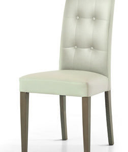 Coppia sedie con seduta e schienale in ecopelle beige, stile moderno, con gambe in legno