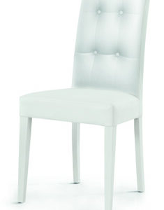 Coppia sedie con seduta e schienale in ecopelle bianco, stile moderno, con gambe in legno
