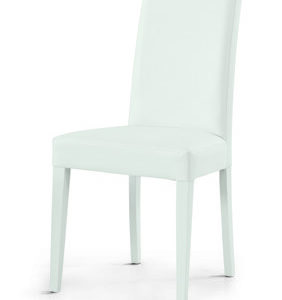 Coppia sedie imbottite con rivestimento in ecopelle bianco,in legno massello con rifinitura delle gambe bianco