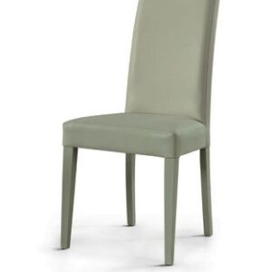 Coppia sedie imbottite con rivestimento in ecopelle grigio,in legno massello con rifinitura delle gambe in grigio