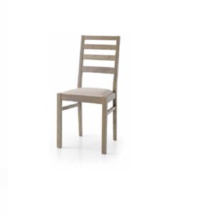 Coppia sedie in rovere seppia spazzolato, in ecopelle color marrone, stile moderno