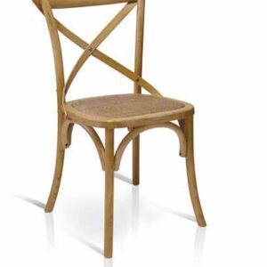 Sedia con schienale ad X, legno finitura naturale