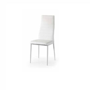 Set di 6 sedie in ecopelle bianco, stile moderno, con struttura in acciaio colore bianco