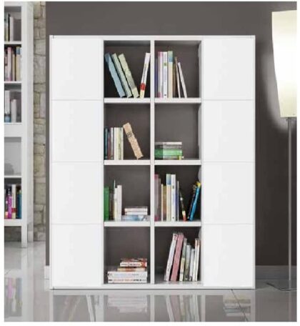 Libreria bianco frassinato, stile moderno, in mdf laminato