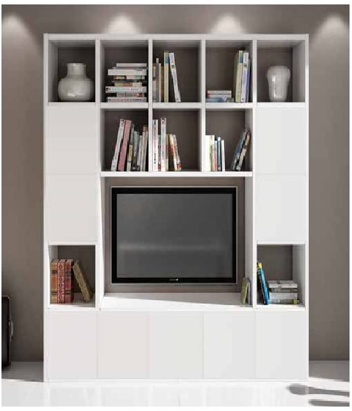 Set soggiorno composto da libreria e porta tv bianco frassinato